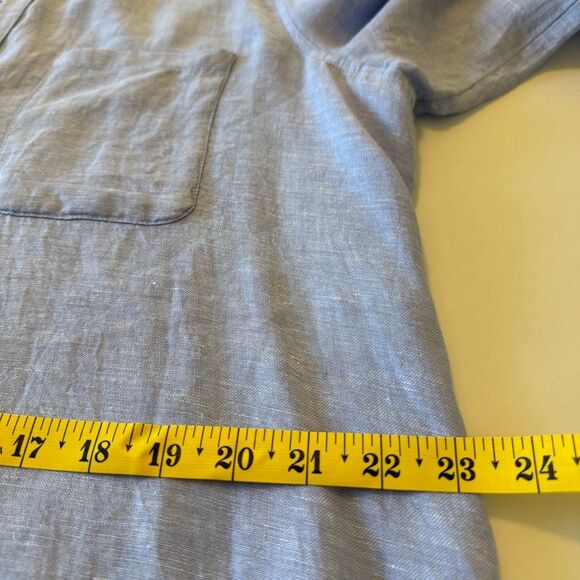 Sigrid Olsen Shirt Light Blue Linen High Low Button Up Size L Beachy, Casual - Picture 8 of 13